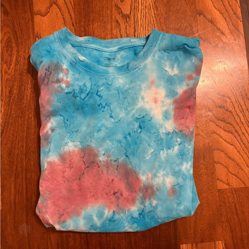 Vibrant Tie-Dye Men's Tee - Blue and Pink